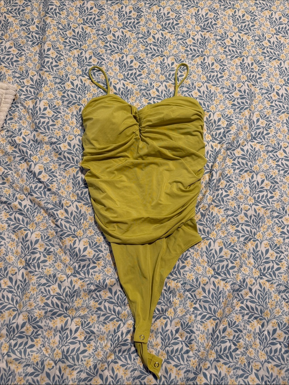 Like new Green Ruched One-Piece Bodysuit
